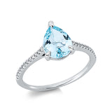 Ring 18 kt WG, 24 Dia. 0,09 ct, TW-si, 1 Aquamarin 1,38 ct blau