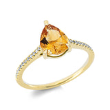 Ring 18 kt GG, 24 Dia. 0,09 ct, TW-si, 1 Citrin 1,46 ct gelb