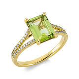 Ring 18 kt GG, 44 Dia. 0,14 ct, TW-si, 1 Peridot 2,01 ct grün