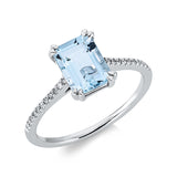 Ring 18 kt WG, 22 Dia. 0,08 ct, TW-si, 1 Aquamarin 1,46 ct blau
