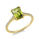 Ring 18 kt GG, 22 Dia. 0,08 ct, TW-si, 1 Peridot 1,72 ct grün