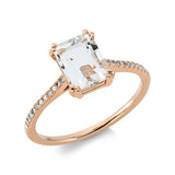 Ring 18 kt RG, 22 Dia. 0,08 ct, TW-si, 1 Amethyst 2,45 ct grün