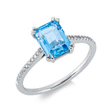 Ring 18 kt WG, 22 Dia. 0,08 ct, TW-si, 1 Topas 2,03 ct blau