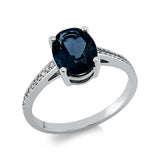 Ring 18 kt WG, 22 Dia. 0,08 ct, TW-si, 1 Topas 2,15 ct Lond. blue