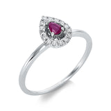 Ring 18 kt WG, 15 Brill. 0,11 ct, TW-si, 1 Rubin 0,10 ct rot