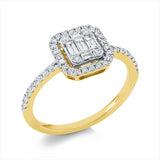Ring 18 kt GG, Fassung rhodiniert, 16 Brill. 0,13 ct, TW-si, 4 Brill. 0,05 ct, TW-si, 2 Bag. 0,03 ct, TW-si, 3 Bag. 0,13 ct, TW-si, 24 Brill. 0,13 ct, TW-si
