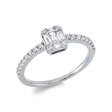 Ring 18 kt WG, 16 Brill. 0,20 ct, TW-si, 2 Bag. 0,03 ct, TW-si, 3 Bag. 0,12 ct, TW-si, 4 Brill. 0,05 ct, TW-si