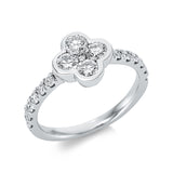 Ring 18 kt WG, 12 Brill. 0,32 ct, TW-si, 4 Brill. 0,61 ct, TW-si, 1 Brill. 0,02 ct, TW-si