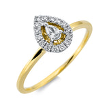 Ring 18 kt GG, Fassung rhodiniert, 1 Tropfen 0,06 ct, TW-si, 15 Brill. 0,11 ct, TW-si