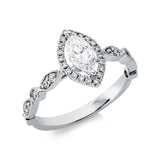 Ring 18 kt WG, 1 Nav. 0,39 ct, TW-si, 32 Brill. 0,27 ct, TW-si