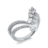 Ring 18 kt WG, 10 Tropfen 0,59 ct, TW-si, 21 Brill. 0,18 ct, TW-si