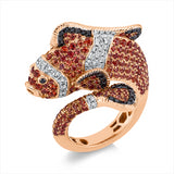 Ring 18 kt RG+WG, 60 Brill. 0,73 ct, TW-vsi, 53 Brill. 0,37 ct, schwarz, 249 Saphire 3,99 ct orange