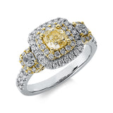 Ring 18 kt WG+GG,32 Brill.0,46 ct,TW-si,2 Cush0,36 ct,1 Cush 0,72 ct,32 Brill.0,23 ct, gelb
