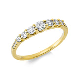 Ring 18 kt GG, 3 Brill. 0,32 ct, W-si, 10 Brill. 0,22 ct, W-si