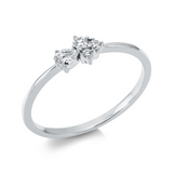 Ring 18 kt WG, 1 Tropfen 0,08 ct, TW-si, 3 Brill. 0,08 ct, W-si