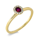Ring 18 kt GG, 14 Brill. 0,06 ct, TW-si, 1 Rubin 0,21 ct rot