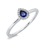 Ring 18 kt WG, 14 Brill. 0,06 ct, TW-si, 1 Saphir 0,21 ct blau