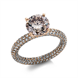 Ring 18 kt RG, 350 Brill. 1,99 ct, TW-si, 1 Brill. 2,53 ct, braun