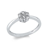 Ring 18 kt WG, 1 Brill. 0,12 ct, W-si, 6 Brill. 0,29 ct, W-si