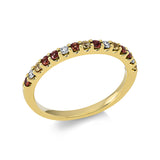 Ring 18 kt GG, 4 Brill. 0,08 ct, TW-si, 4 Saphire 0,11 ct gelb, 7 Saphire 0,21 ct orange