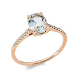 Ring 18 kt RG, 18 Dia. 0,07 ct, TW-si, 1 Amethyst 1,16 ct grün