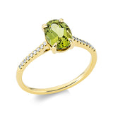 Ring 18 kt GG, 18 Dia. 0,07 ct, TW-si, 1 Peridot 1,18 ct grün