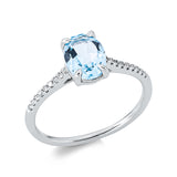 Ring 18 kt WG, 18 Dia. 0,07 ct, TW-si, 1 Topas 1,35 ct sky blue