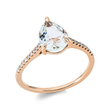 Ring 18 kt RG, 20 Dia. 0,08 ct, TW-si, 1 Amethyst 1,60 ct grün