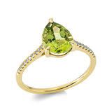 Ring 18 kt GG, 20 Dia. 0,08 ct, TW-si, 1 Peridot 2,02 ct grün