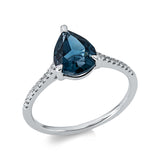 Ring 18 kt WG, 20 Dia. 0,08 ct, TW-si, 1 Topas 1,91 ct Lond. blue