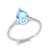 Ring 18 kt WG, 20 Dia. 0,08 ct, TW-si, 1 Topas 2,12 ct sky blue