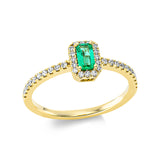 Ring 18 kt GG, 36 Brill. 0,23 ct, TW-si, 1 Smaragd 0,25 ct grün