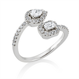 Ring 18 kt WG, 1 Sm.schliff 0,19 ct, TW-si, 1 Tropfen 0,21 ct, TW-si, 43 Brill. 0,32 ct, TW-si