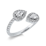 Ring 18 kt WG, 2 Tropfen 0,35 ct, TW-si, 40 Brill. 0,30 ct, TW-si