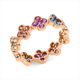 Ring 18 kt RG, 50 Saphire 1,67 ct fancy