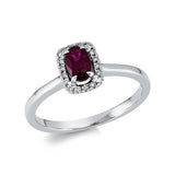 Ring 18 kt WG, 18 Brill. 0,07 ct, TW-si, 1 Rubin 0,64 ct rot