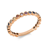 Ring 14 kt RG, 21 Saphire 0,46 ct multicolor
