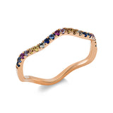 Ring 14 kt RG, 21 Saphire 0,28 ct multicolor