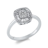 Ring 18 kt WG, 22 Trap. 0,22 ct, TW-si, 40 Brill. 0,17 ct, TW-si