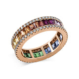 Ring 18 kt RG, 102 Brill. 0,73 ct, W-si, 32 Saphire 3,33 ct multicolor