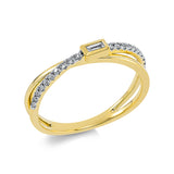 Ring 18 kt GG, Fassung rhodiniert, 1 Bag. 0,05 ct, TW-si, 20 Brill. 0,13 ct, TW-si
