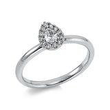 Ring 18 kt WG, 1 Tropfen 0,16 ct, TW-si, 12 Brill. 0,10 ct, TW-si
