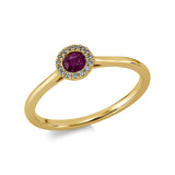 Ring 18 kt GG, 15 Brill. 0,04 ct, TW-si, 1 Rubin 0,22 ct rot
