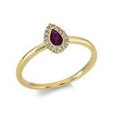 Ring 18 kt GG, 14 Brill. 0,06 ct, TW-si, 1 Rubin 0,25 ct rot