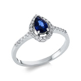 Ring 14 kt WG, 28 Brill. 0,17 ct, F-si, 1 Saphir 0,54 ct blau