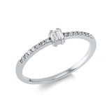 Ring 14 kt WG, 2 Bag. 0,06 ct, F-vsi, 14 Brill. 0,09 ct, F-si