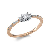 Ring 14 kt RG, Fassung rhodiniert, 1 Princ. 0,19 ct, F-vsi, 16 Brill. 0,15 ct, F-si