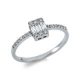 Ring 14 kt WG, 3 Bag. 0,11 ct, F-vsi, 18 Brill. 0,13 ct, F-si