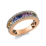 Ring 18 kt RG, 44 Brill. 0,51 ct, TW-si, 12 Saphire 1,58 ct multicolor