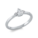 Ring 18 kt WG, 1 Tropfen 0,29 ct, TW-si, 2 Brill. 0,06 ct, TW-si